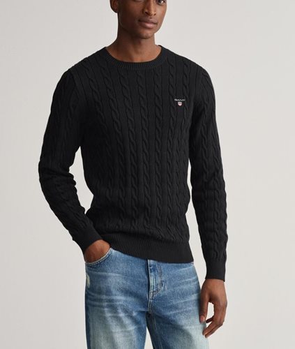 GANT סריג Cable Crew צוורון עגול שחור 8050501