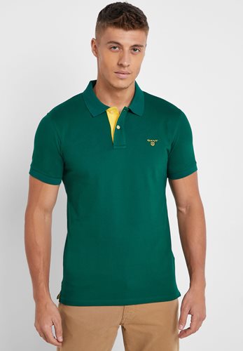 GANT חולצה פולו Contrast Piqué Rugger בירוק 252105