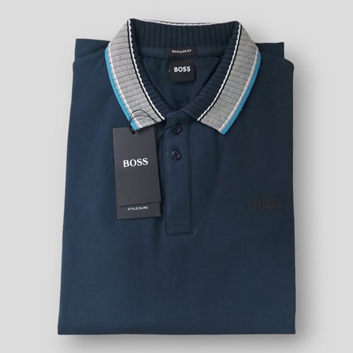 HUGO BOSS חולצה פולו Contrast Collar בצבע כחול 410250307